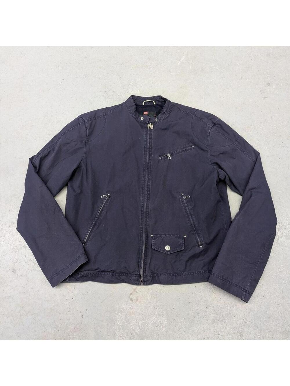Y2K Diesel Industry Dark Navy Blue Rider Jacket